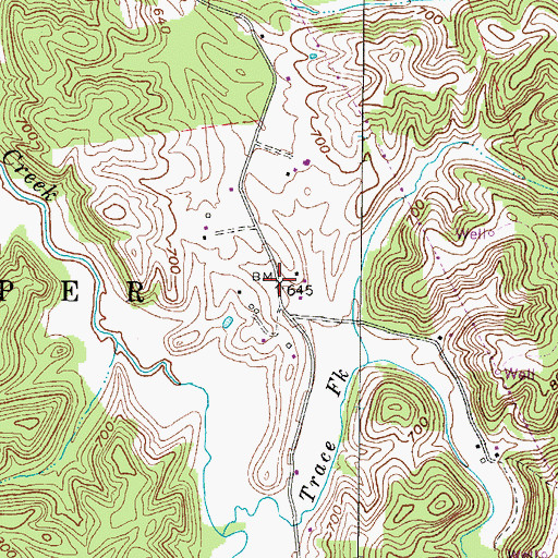 Topographic Map of Virgil Adkins Spring, WV