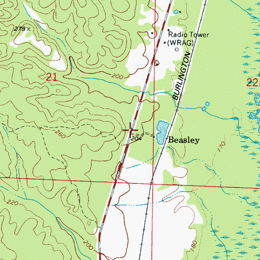 Topographic Map of Beasley, AL