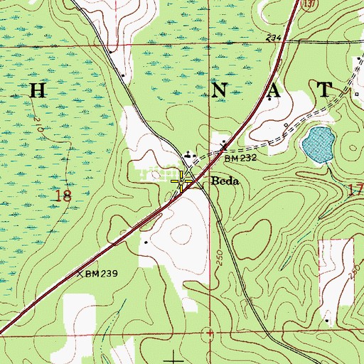 Topographic Map of Beda, AL