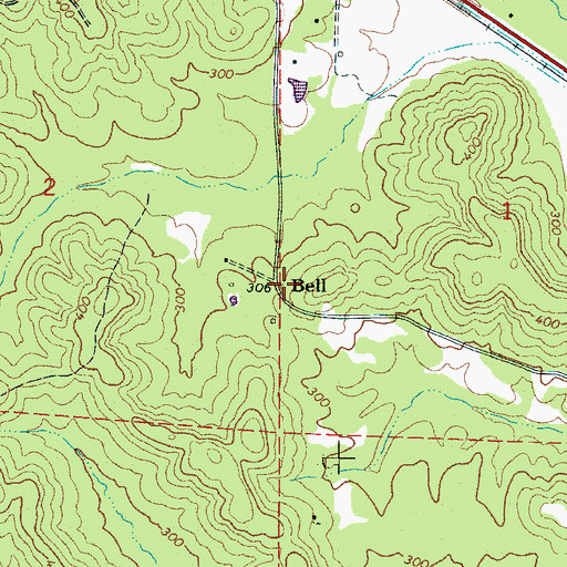 Topographic Map of Bell, AL