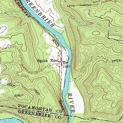 Topographic Map of Spice Run, WV