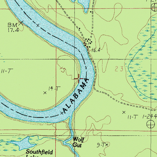 Topographic Map of Betts Lower Landing, AL