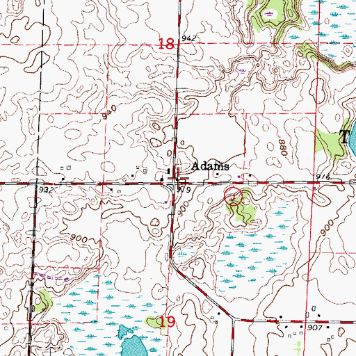 Topographic Map of Adams, WI