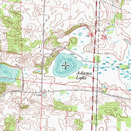 Topographic Map of Adams Lake, WI