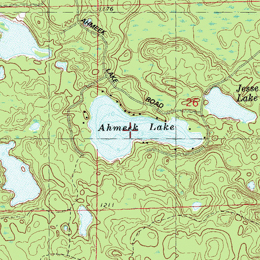 Topographic Map of Ahmeek Lake, WI