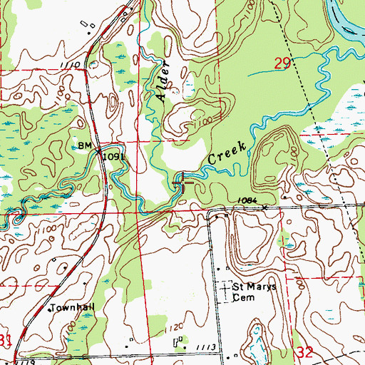 Topographic Map of Alder Creek, WI