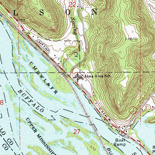 Topographic Map of Alma High School, WI