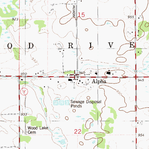 Topographic Map of Alpha, WI