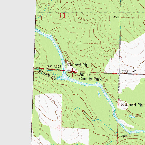 Topographic Map of Amco County Park, WI