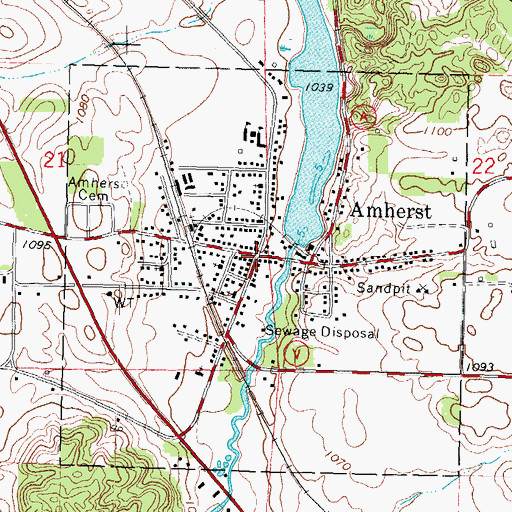 Topographic Map of Amherst, WI