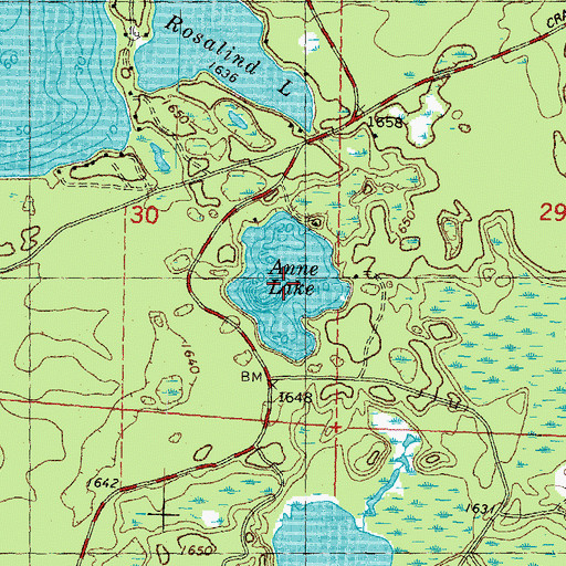 Topographic Map of Anne Lake, WI