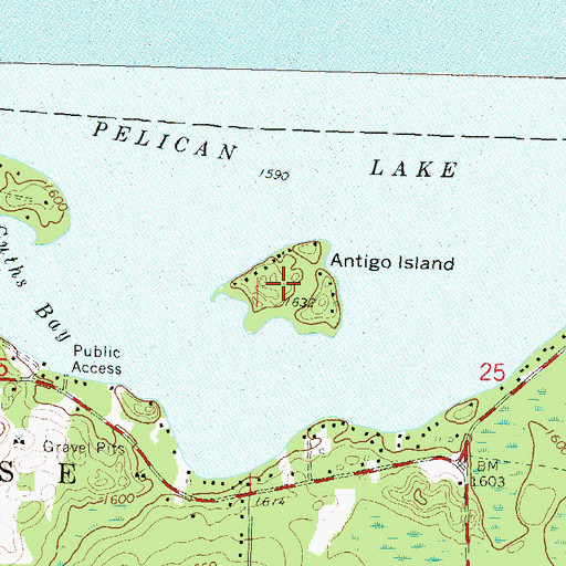 Topographic Map of Antigo Island, WI