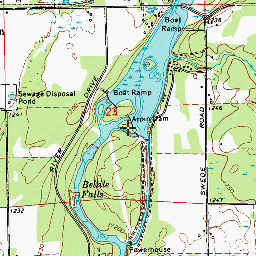 Topographic Map of Arpin Dam, WI