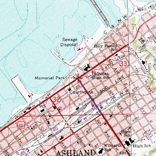 Topographic Map of Ashland, WI