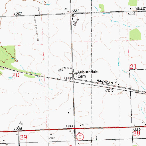 Topographic Map of Auburndale Cemetery, WI