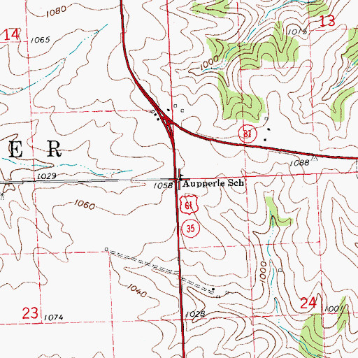 Topographic Map of Aupperle School, WI