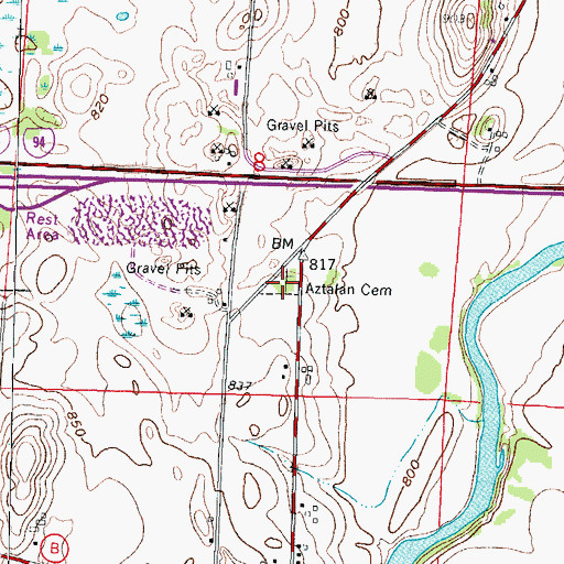 Topographic Map of Aztalan Cemetery, WI