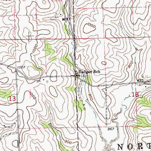 Topographic Map of Badger School, WI