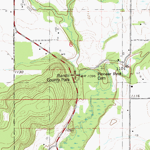 Topographic Map of Bandli County Park, WI
