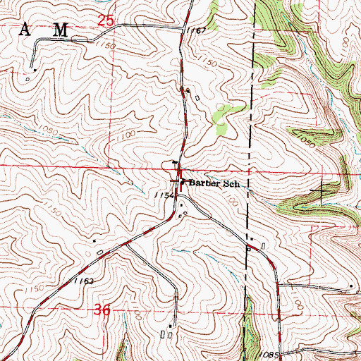 Topographic Map of Barber School, WI