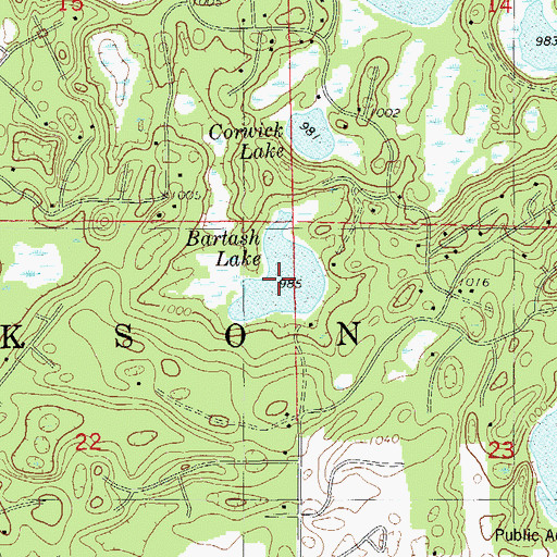 Topographic Map of Bartash Lake, WI