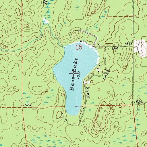 Topographic Map of Bass Lake, WI