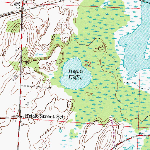 Topographic Map of Bean Lake, WI