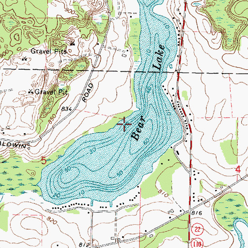Topographic Map of Bear Lake, WI