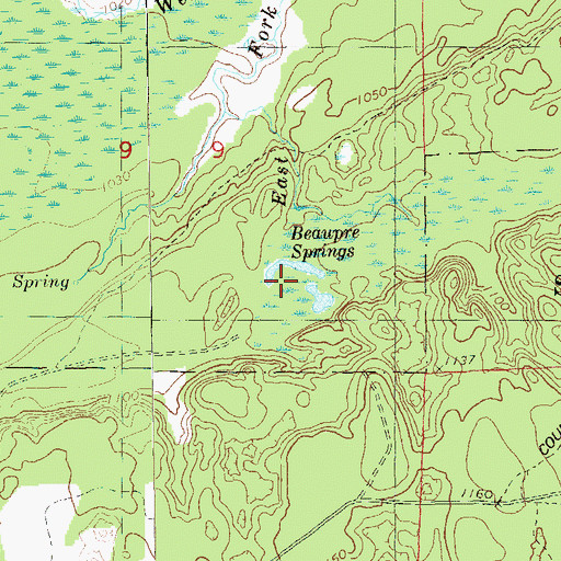 Topographic Map of Beaupre Springs, WI