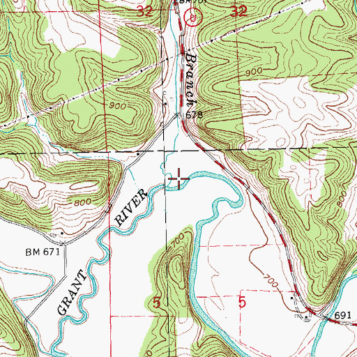 Topographic Map of Beetown Branch, WI