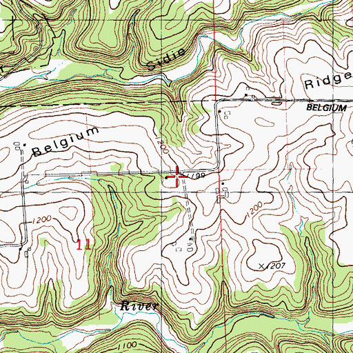 Topographic Map of Belgium Ridge, WI
