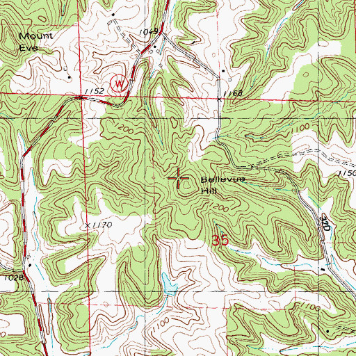 Topographic Map of Bellevue Hill, WI