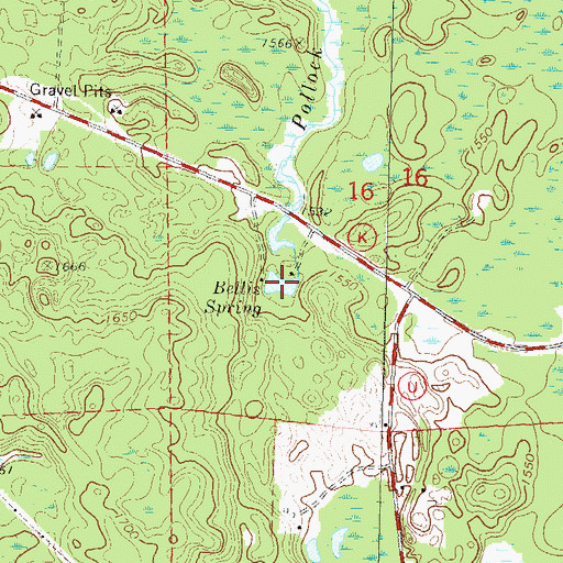 Topographic Map of Bellis Spring, WI