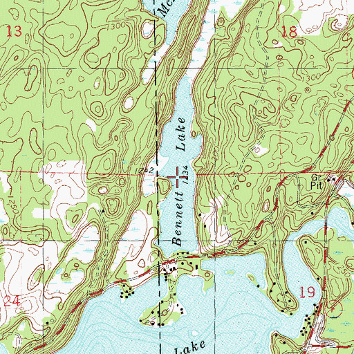 Topographic Map of Bennett Lake, WI