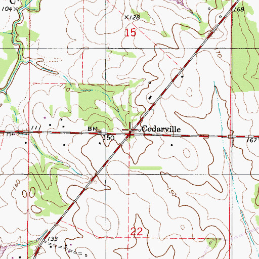 Topographic Map of Cedarville, AL