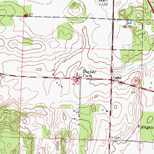 Topographic Map of Bickel Cemetery, WI