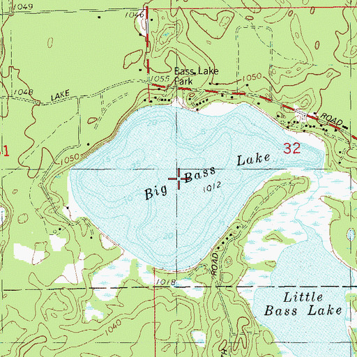 Topographic Map of Big Bass Lake, WI