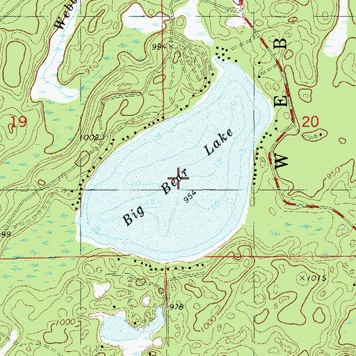 Topographic Map of Big Bear Lake, WI