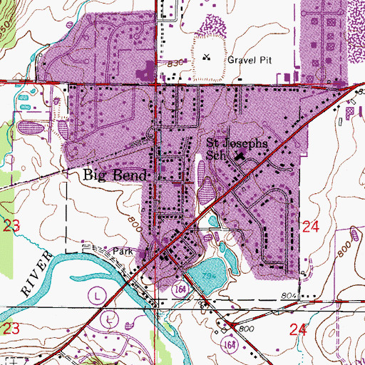 Topographic Map of Big Bend, WI