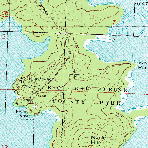 Topographic Map of Big Eau Pleine County Park, WI