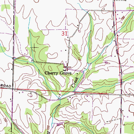 Topographic Map of Cherry Grove, AL