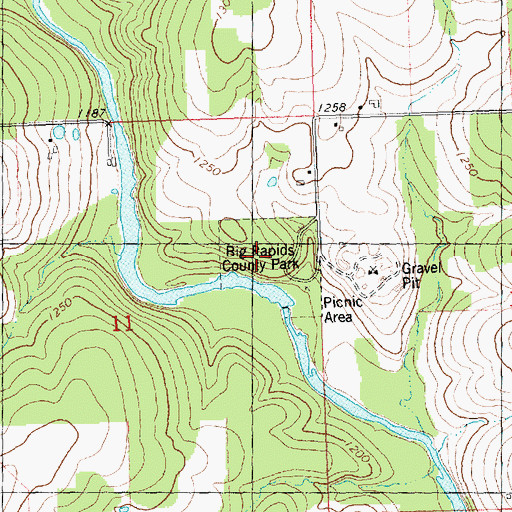 Topographic Map of Big Rapids County Park, WI
