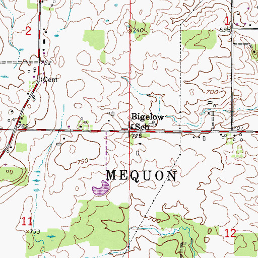 Topographic Map of Bigelow School, WI