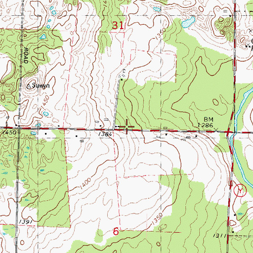 Topographic Map of Birnamwood Church, WI