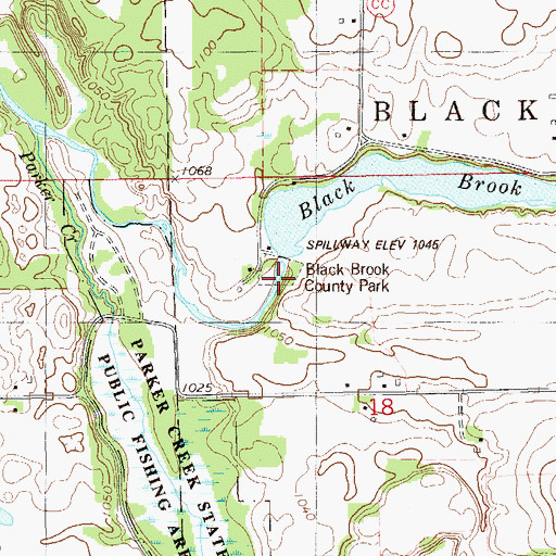Topographic Map of Black Brook County Park, WI