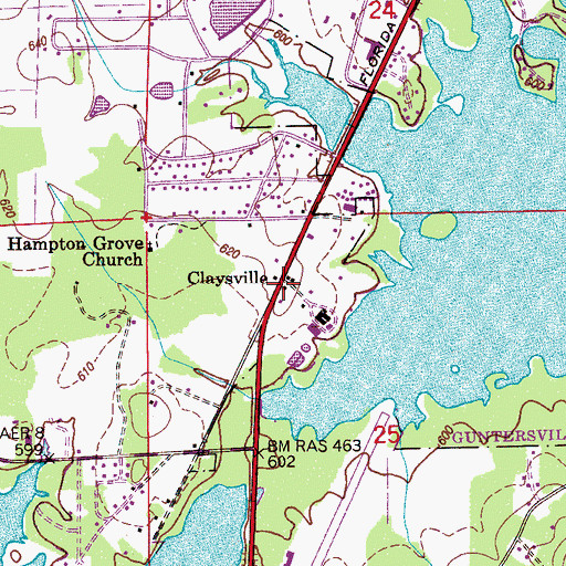 Topographic Map of Claysville, AL