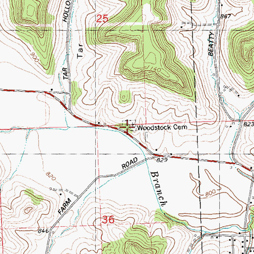 Topographic Map of Bloom City Cemetery, WI