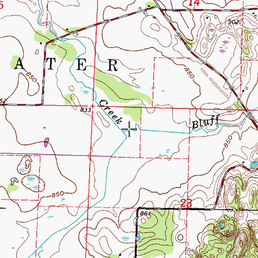Topographic Map of Bluff Creek, WI