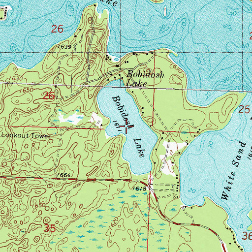 Topographic Map of Bobidosh Lake, WI