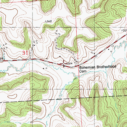 Topographic Map of Bohemian Brotherhood Cemetery, WI
